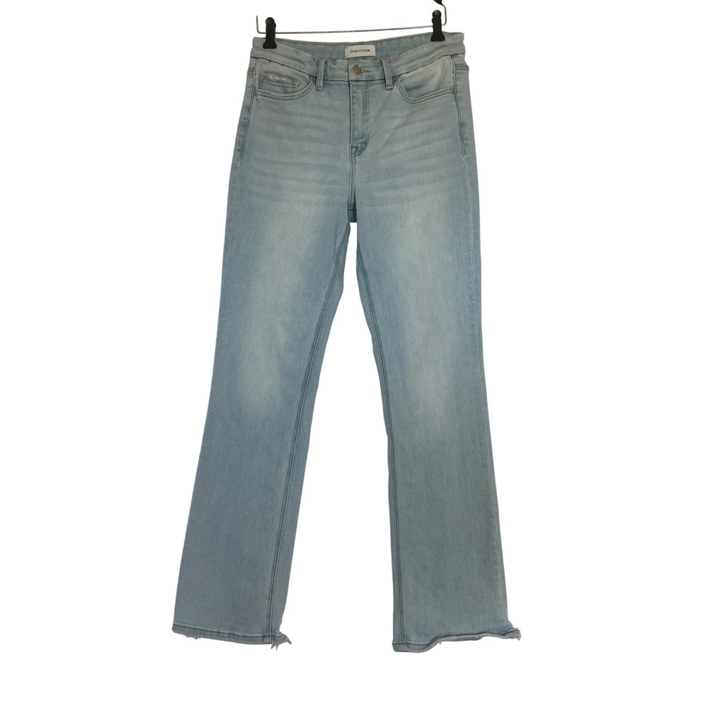 Dailylook Womens Size 29x31 Light Wash‎ High Rise Flare Raw Hem Jeans Festive